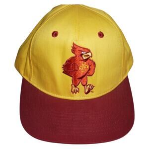 Vintage Iowa State Cyclones Snapback Hat Yellow Red Cardinal Logo 90s Eclipse